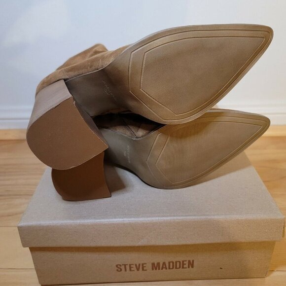 Steve Madden Ankle Boots Chestnut Brown Chunky Heel Touchdown Stock Size 10 - Picture 9 of 11